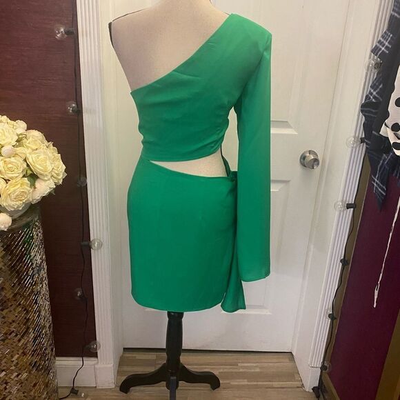 RNWY emerald colour one shoulder dress, M (US6) - Picture 13 of 14